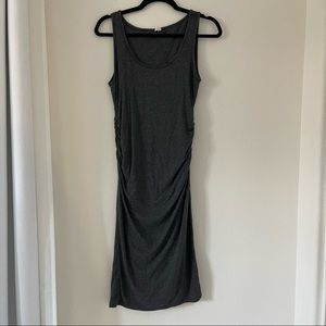 Pink Blush Sleeveless Ribbed Midi Dress in Charcoal - Size Small